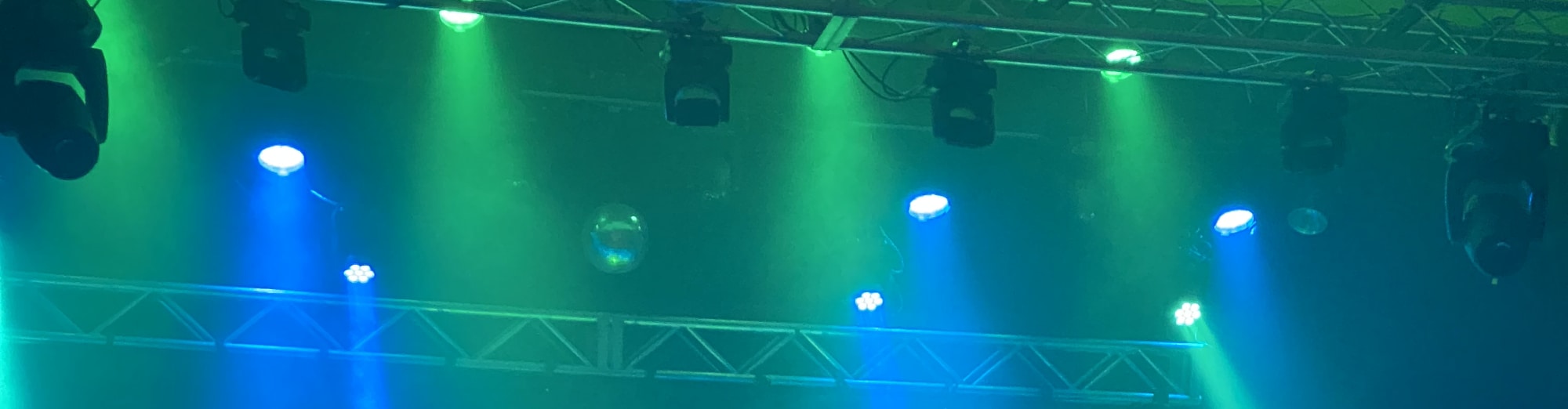 blue and green theater stage lights Augusta